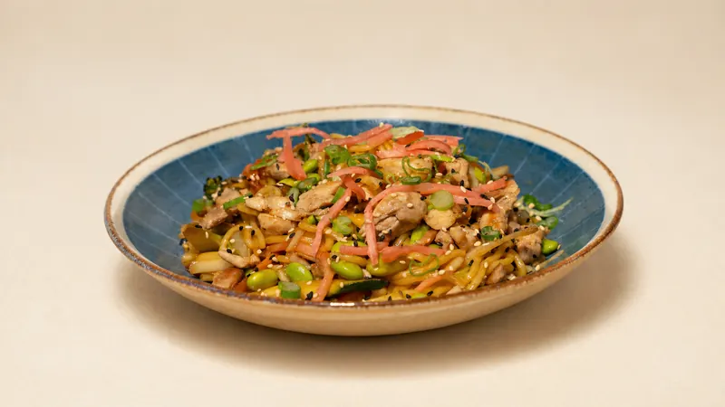 Chicken Yakisoba — Stir fried chicken, vegetable, noodles, sesame