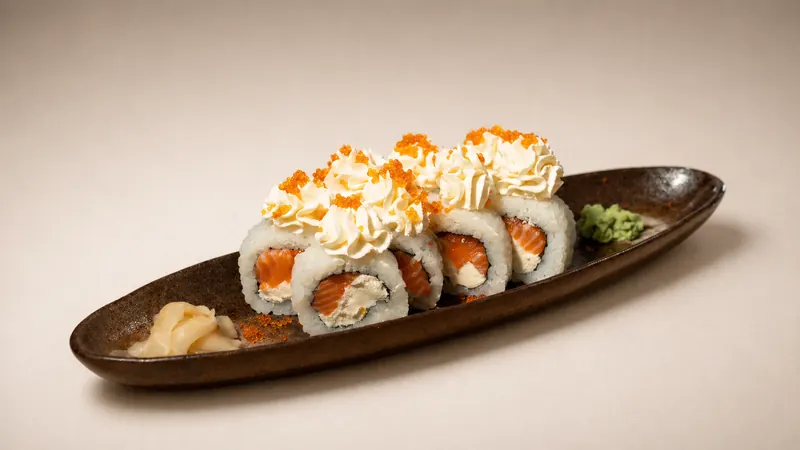 Delight — Philadelphia, salmon, tobiko, seaweed, rice
