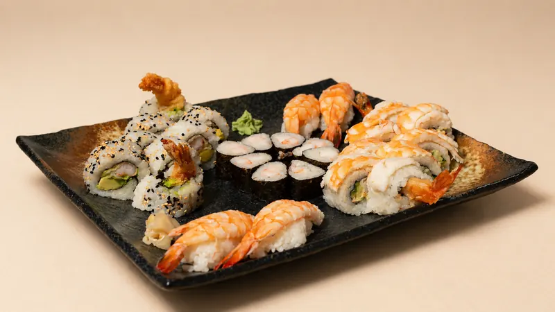 Ebi Set — Crispy Ebi Roll, Double Ebi, Ebi Hosomaki, Ebi Nigiri (4pcs)