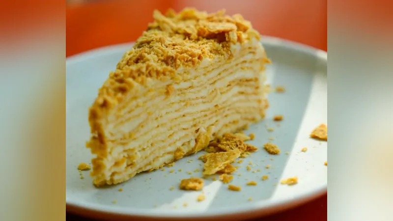 Slice of Napoleon cake