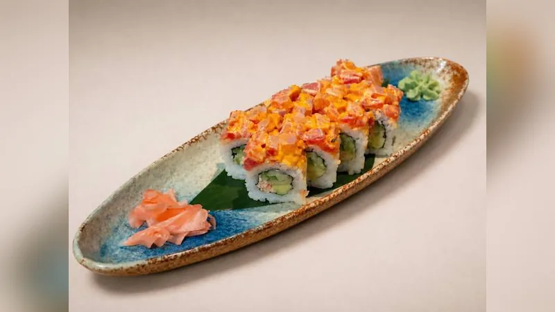 Ninja Roll — Crab stick, spicy mayo, cucumber, avocado, tuna mix