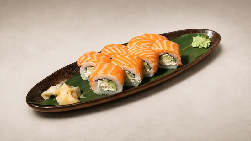 Philadelphia Classic — Philadelphia, salmon, cucumber, seaweed, rice