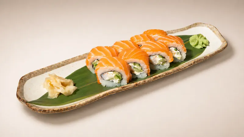 Philadelphia Ebi — Philadelphia, prawn, salmon, cucumber, seaweed, rice