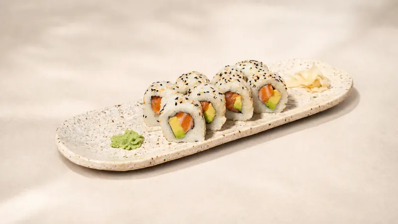 Salmon Avocado — Salmon, avocado, sesame, seaweed, rice