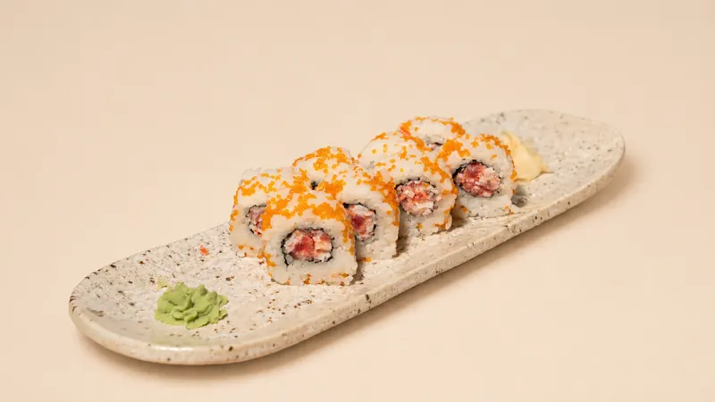 Seafood Roll — Crab, tuna, prawn, mayo, tobiko, seaweed, rice