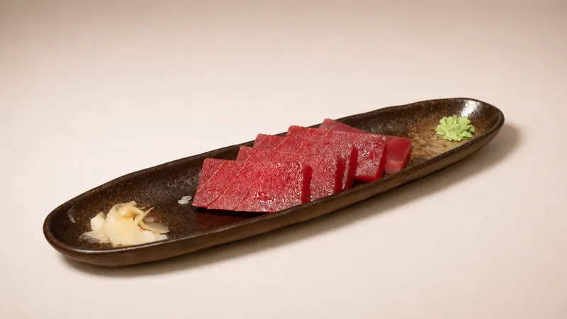 Tuna Sashimi (5pcs) — Tuna, ginger, wasabi