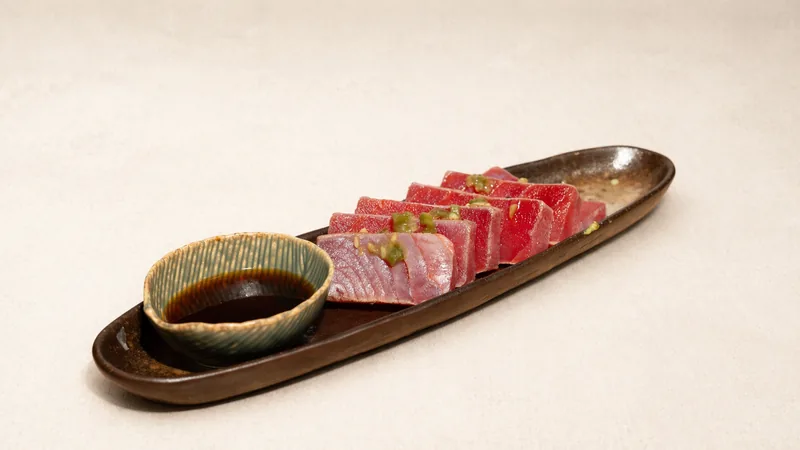 Tuna Tataki — Seared tuna with kizami wasabi, daikon, cress and ponzu sauce