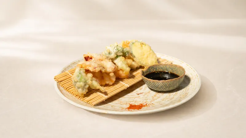 Vegetables Tempura — With dashi sauce and spring onion