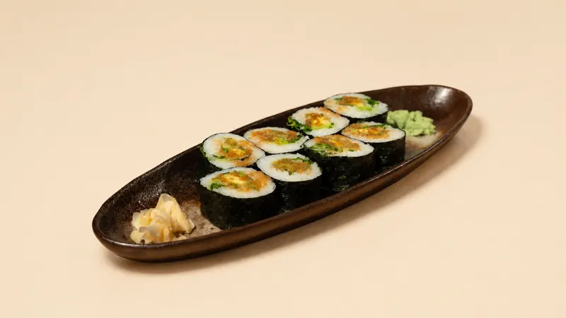 Yasai — Avocado, cucumber, mixed salad, sweet potato, onion and garlic sauce, seaweed, rice