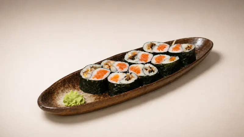 Yin Yang — Salmon, eel, mayo, seaweed, rice